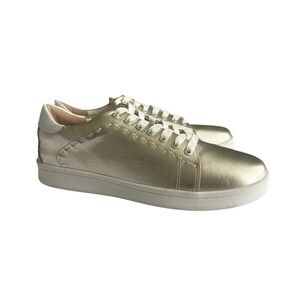 Jack Rodgers Ellison Leather Sneakers Shoes Women’s Sz 9 Platinum Gold White